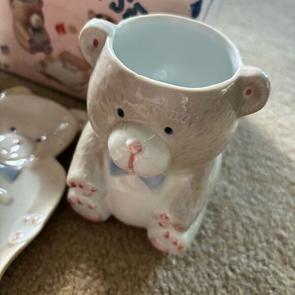 Vintage Porcelain Bear 3 Piece Bathroom Set 1987 Japan - Picture 4 of 11